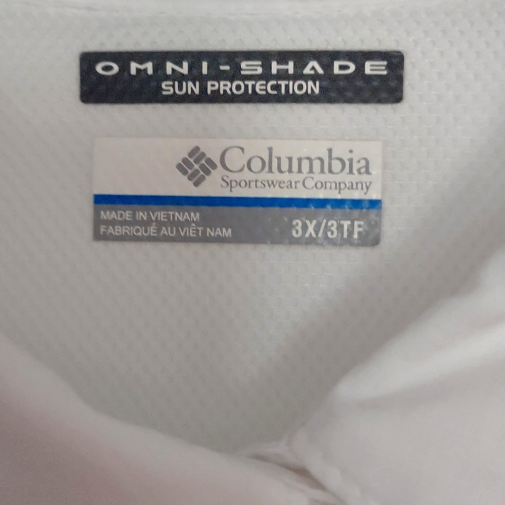 Men's 3X Columbia Omni Shade Long Sleeve Golf Shirt White